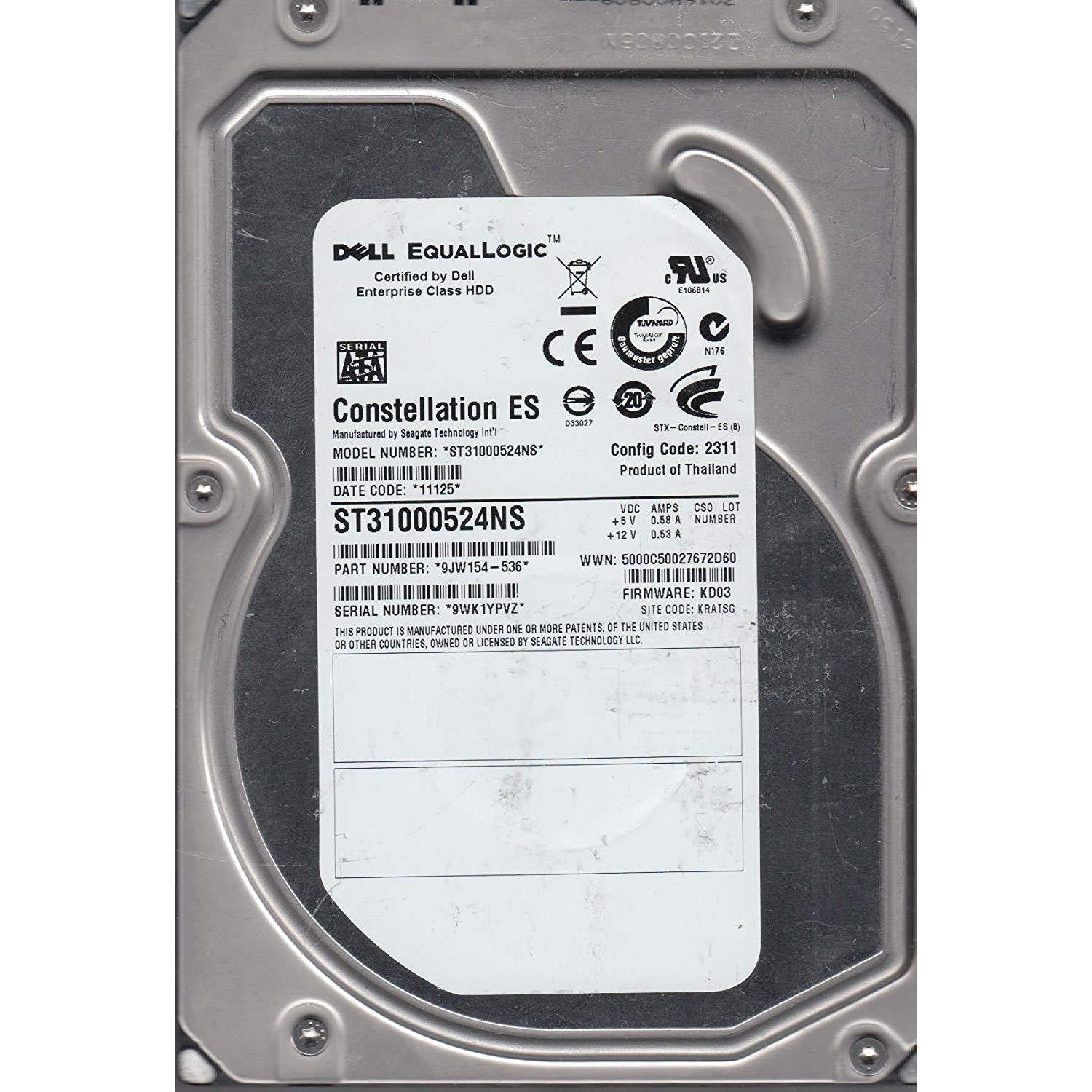 Dell ST31000524NS, 9WK, KRATSG, PN 9JW154-536, FW KD03, Dell 1TB SATA 3.5 Hard Drive