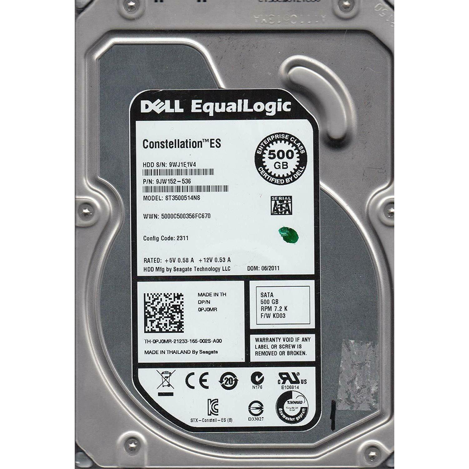 Dell ST31000524NS, 9WK, KRATSG, PN 9JW154-536, FW KD03, Dell 1TB SATA 3.5 Hard Drive 763649027080