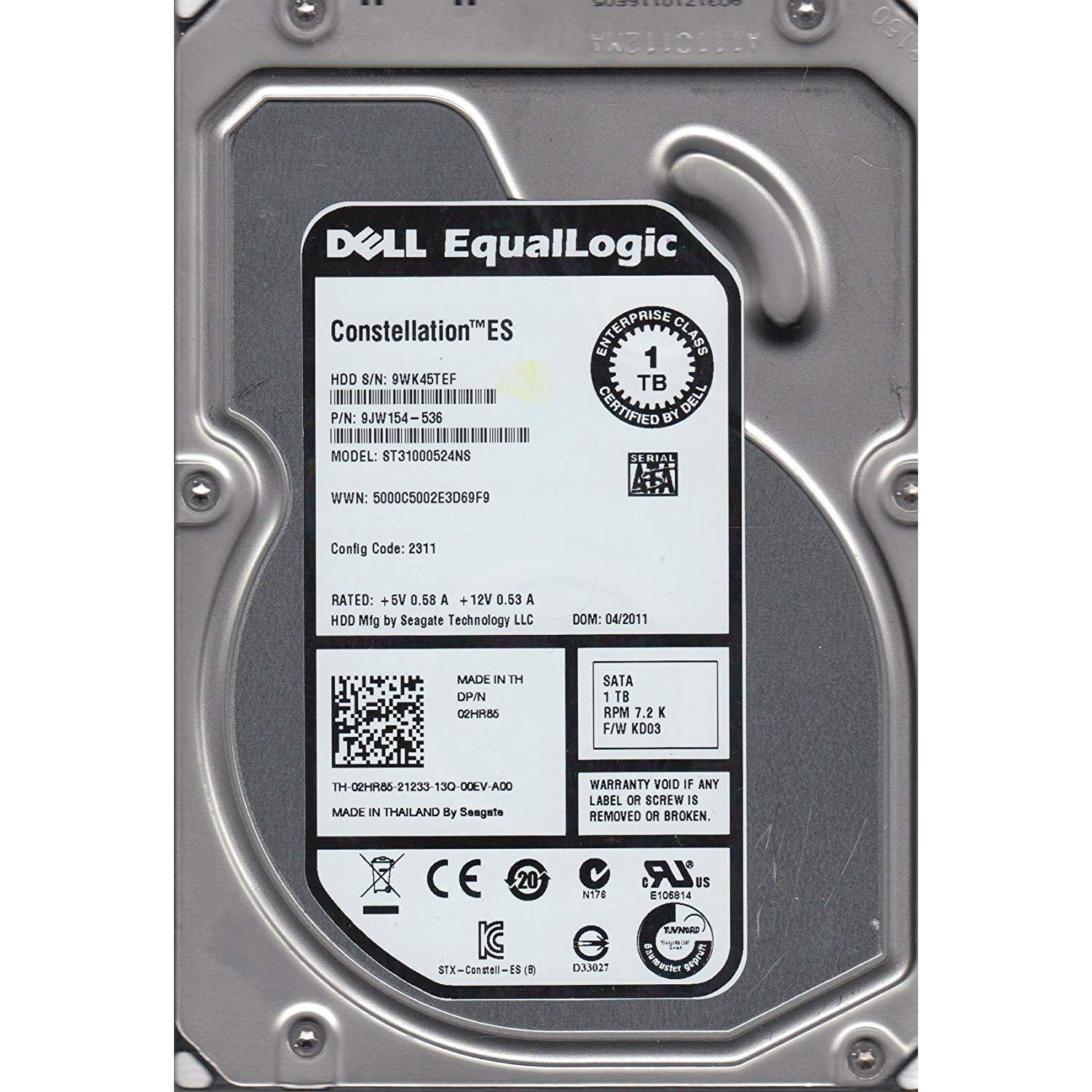 Dell ST31000524NS, 9WK, KRATSG, PN 9JW154-536, FW KD03, Dell 1TB SATA 3.5 Hard Drive
