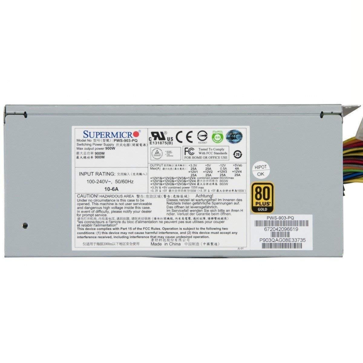 Power Supermicro Power Supply PWS-903-PQ PS/2 900W Multi-Output 80PLUS Gold Retail