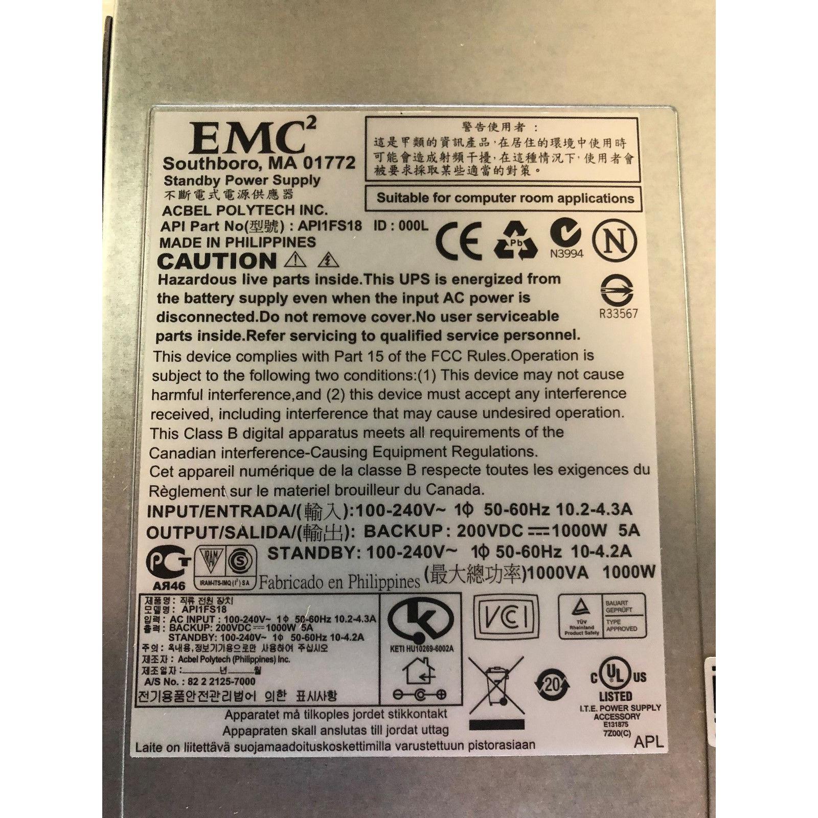 Dell EMC TJ166 1000W Standby PS - Rear View | Alo Tech Solutions