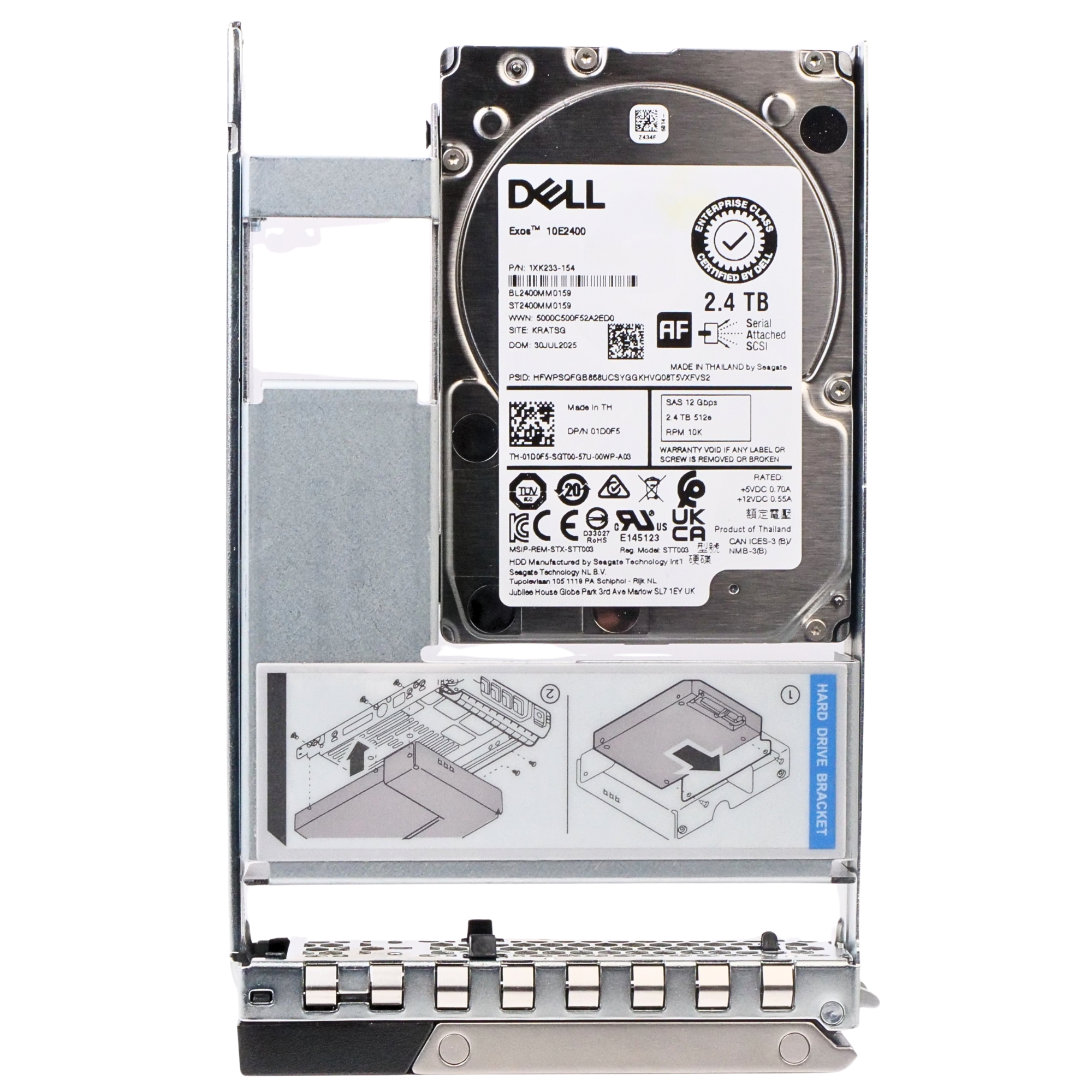 Dell G14 01D0F5 2.4TB 10K RPM SAS 12Gb/s 512e 256MB Hybrid 3.5in HDD
