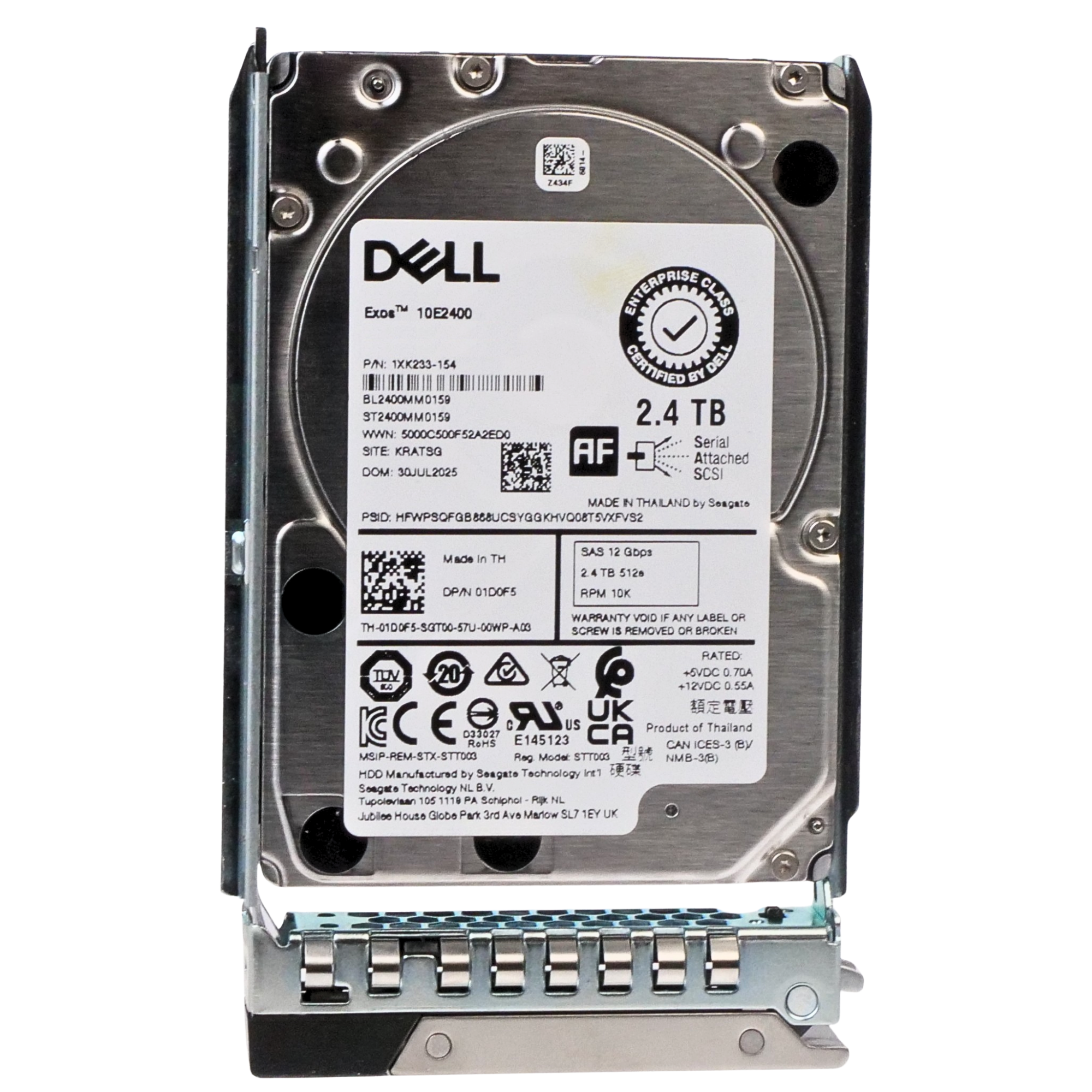 Dell G14 PVYNJ 2.4TB 10K RPM SAS 12Gb/s 512e 256MB 2.5in Recertified HDD