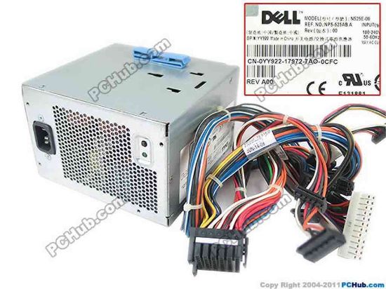 Dell PowerEdge T410 Server - Power Supply 525W, N525E-00, NPS-525AB A, 0YY922