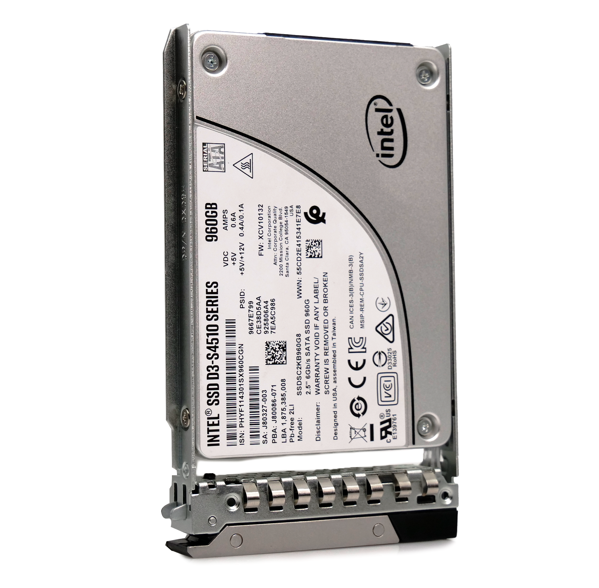 Dell G14 SSDSC2KB960G7R 04T7DD 960GB 7.68 PBW SATA 6Gb/s 3D TLC 2.5in Recertified Solid State Drive