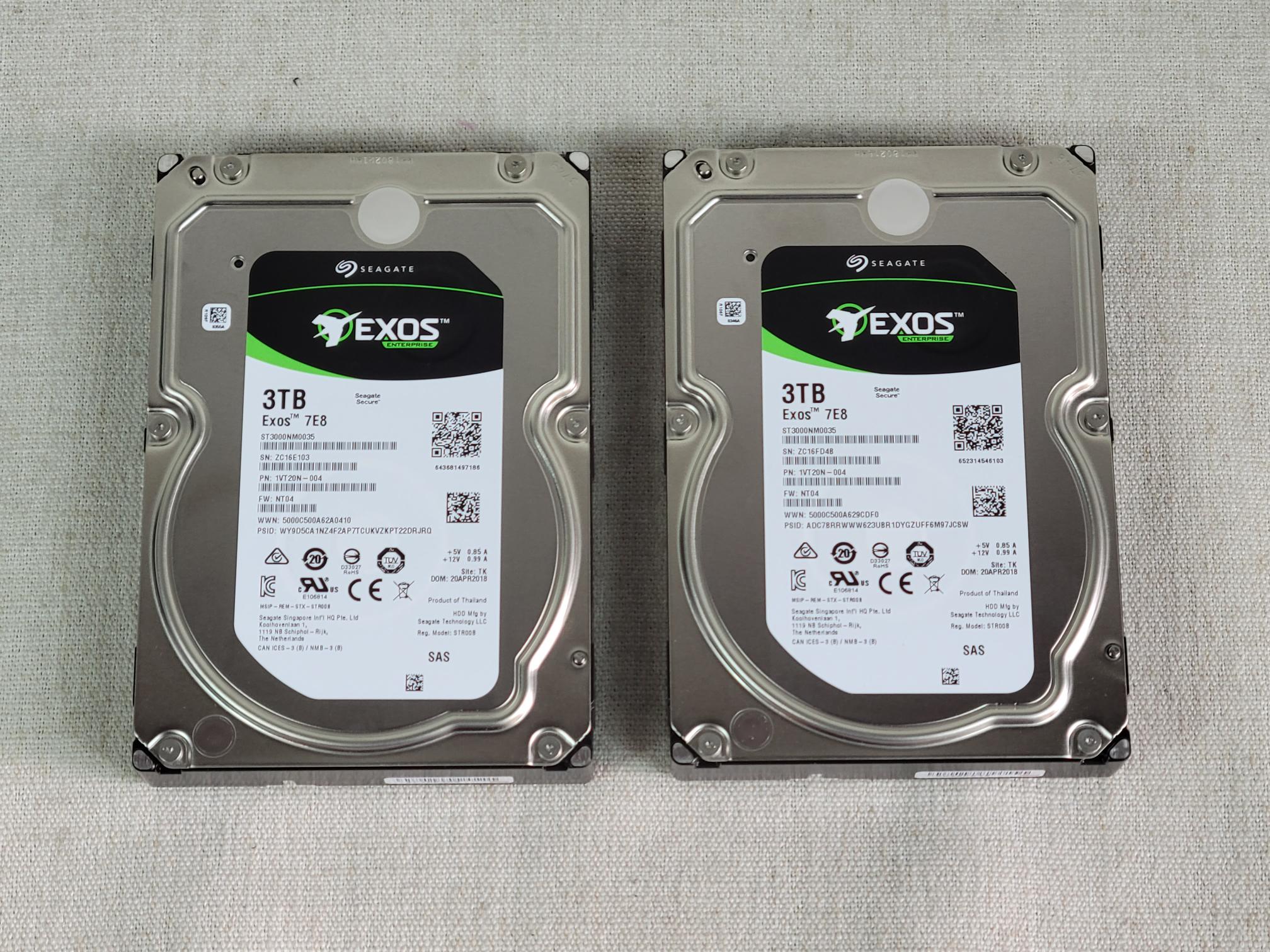 Lot of 2x Seagate ST3000NM0035 3TB 7.2k 12Gb/s 3.5” SAS Hard Drive SED