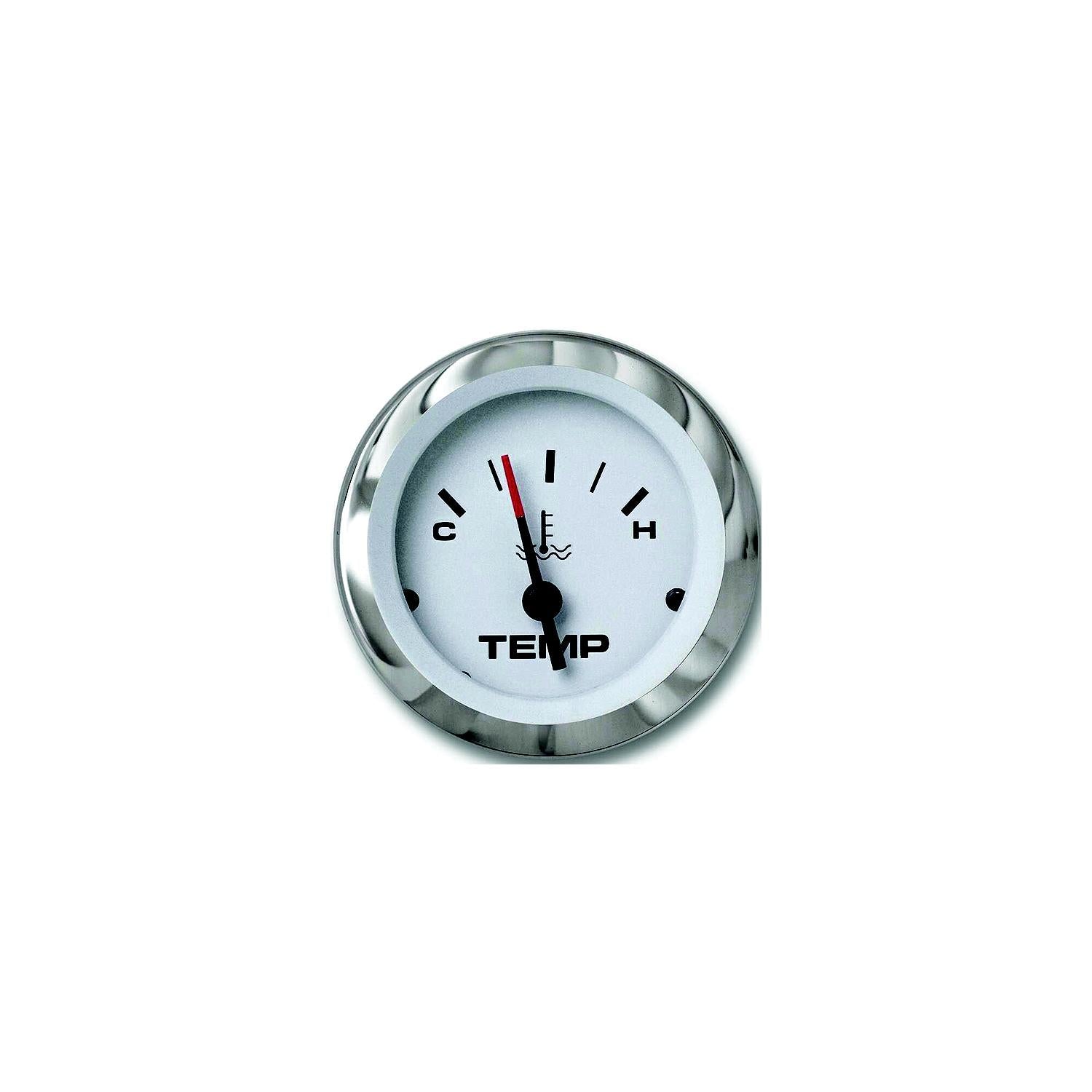 Sierra 65508P Lido Series 2" Water Temperature Gauge, White & SS, Outboard Electric Hot-Cold Dial, include Kit