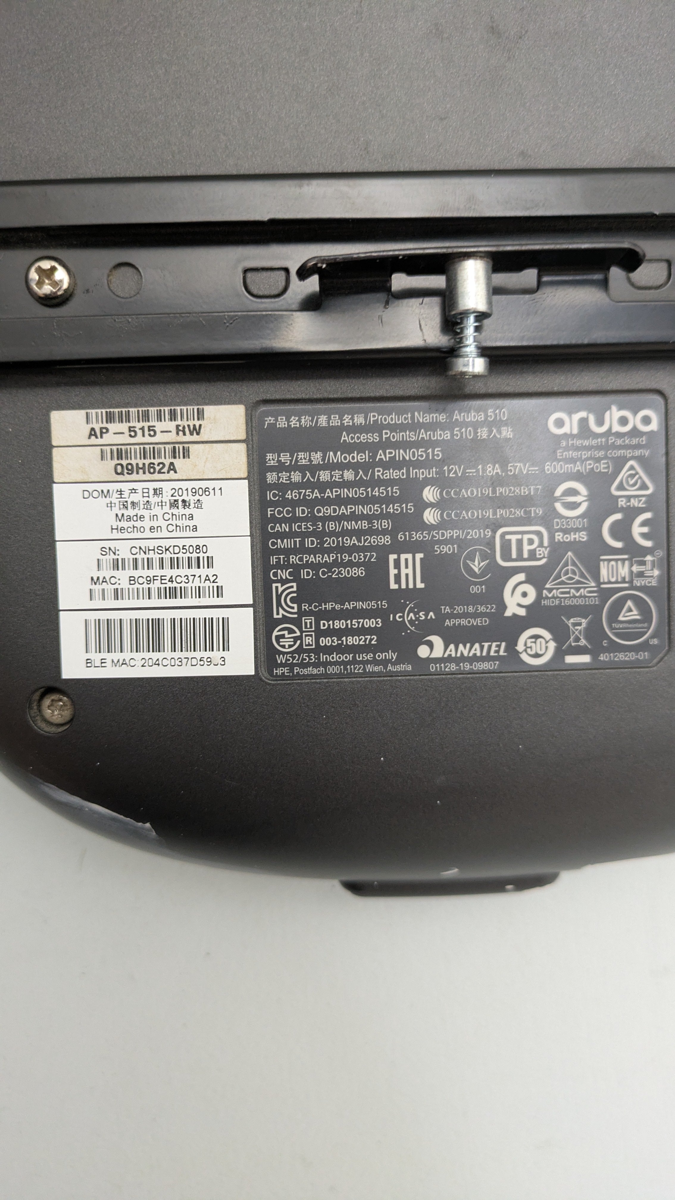 Aruba Q9H62A AP-515-RW Access Point - Label | Alo Tech Solutions