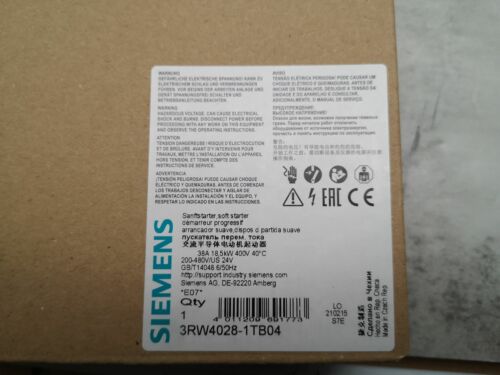 Siemens soft starter 3RW4028-1TB04