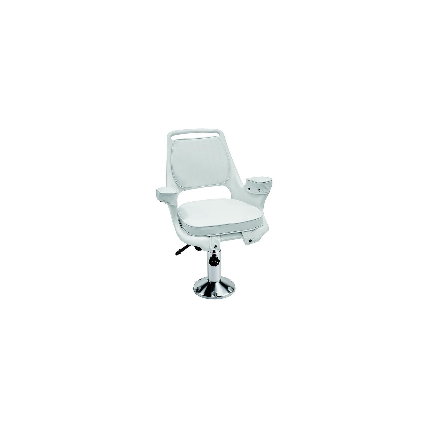 Wise 8WD1007-6-710 Captain's Chair Package, White, includes Chair, Cushions, 12 to 18" Adjustable Pedestal, Seat Slide