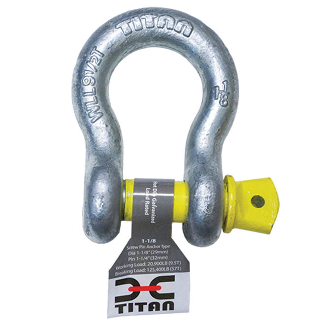 Titan Chain 10319059 Hot Galvanized Bow Shackle, 1-1/8"