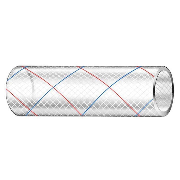 Trident Marine 3/4" x 50' Clear Reinforced PVC Hose Tubing Red & Blue Tracer