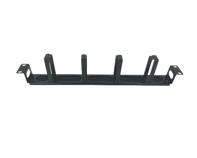 Horizontal Pass-Thru Manager, 1RU, 4 D-rings & Brush Strip, 3.46 in. Depth