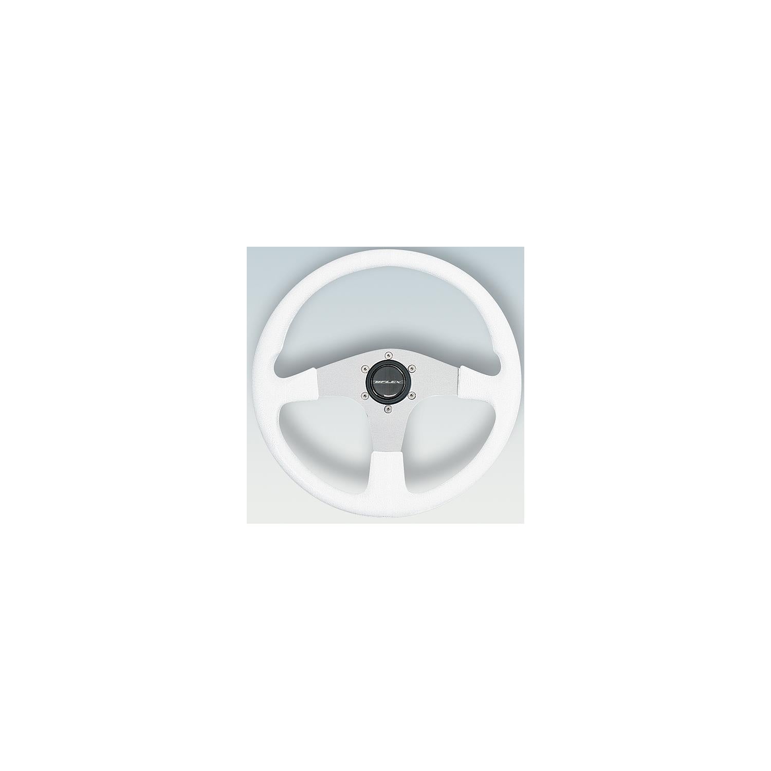 Uflex CORSE-W/S Uflex Steering Wheel, White PVC Grip w/Silver Spokes