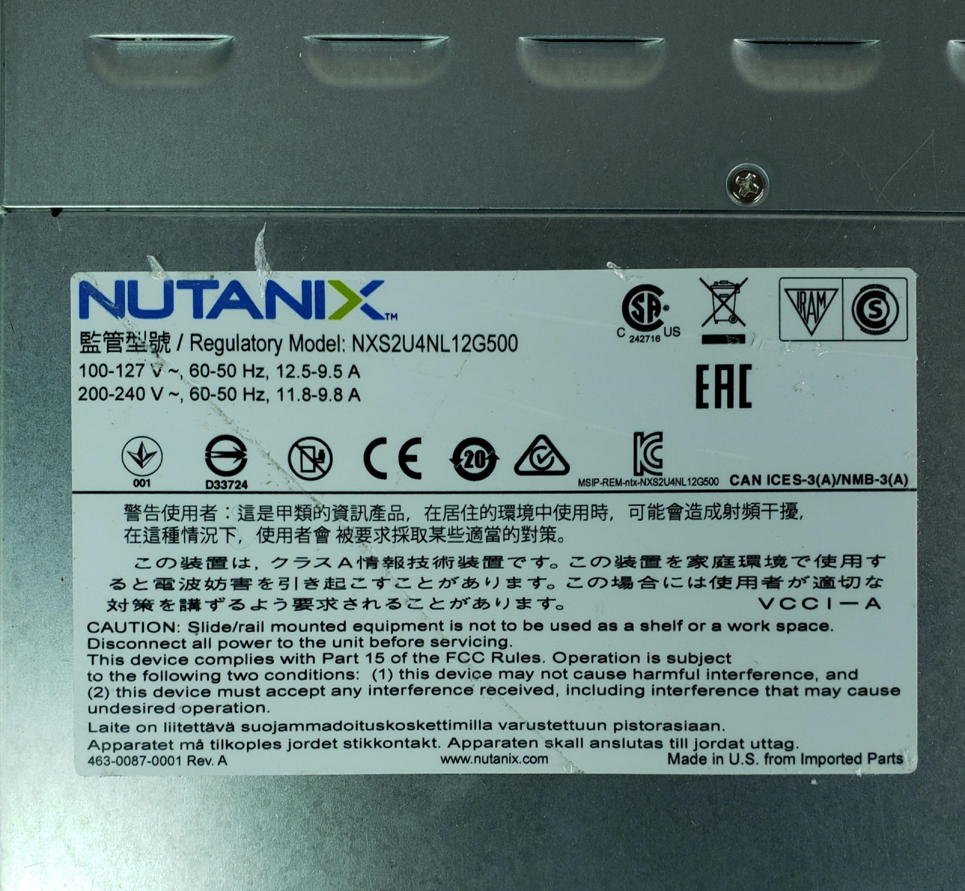Nutanix NX-1465-G5-2640v4 2U 4 Node 12x 3.5” Barebones Server – No Nodes