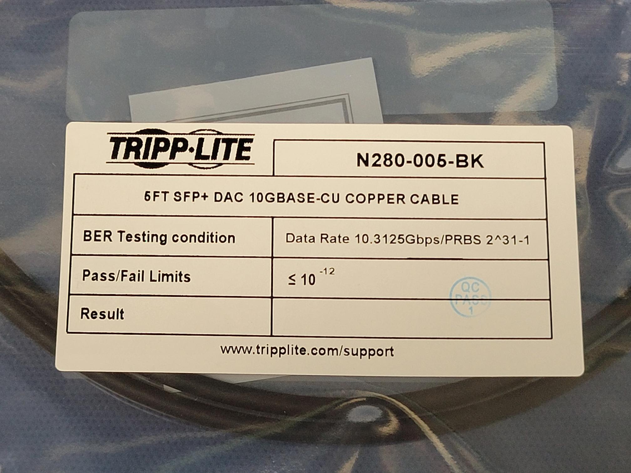 Tripplite N280-005-BK 1.5M 10GBASE-CU SFP+ Twinax Passive Copper Cable