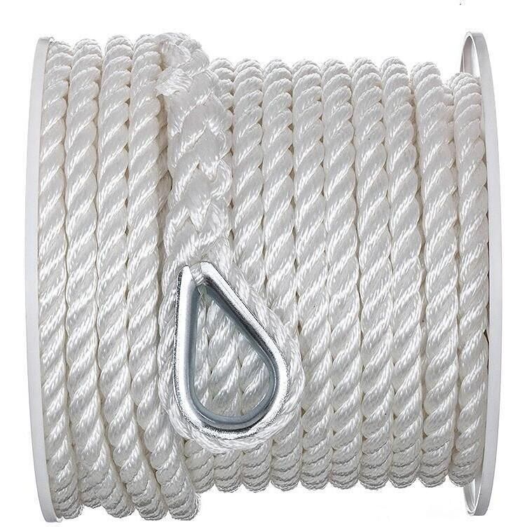 Seachoice 40731 3-Strand Twisted Nylon Anchor Line White, 1/2" x 100'