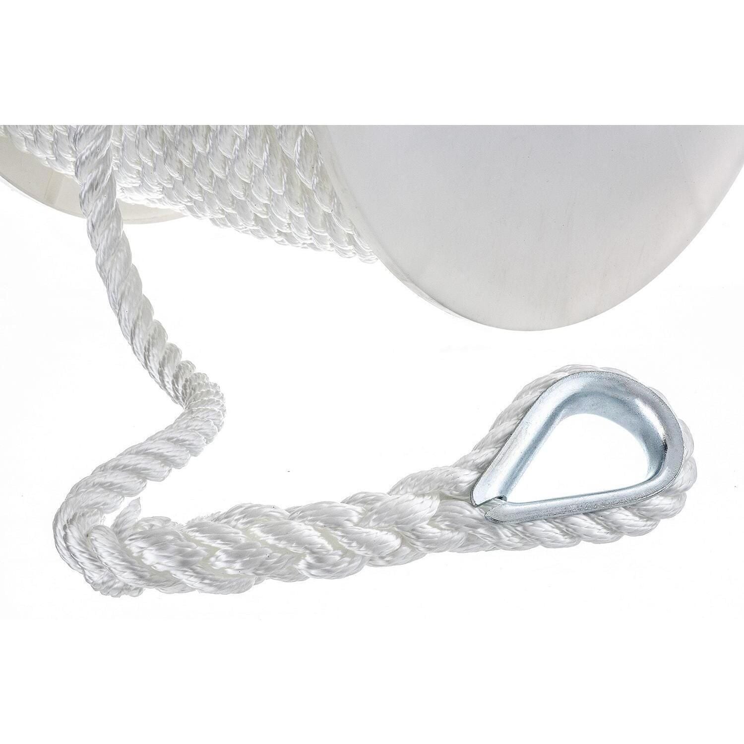 Seachoice 40741 3-Strand Twisted Nylon Anchor Line White, 1/2" x 150'