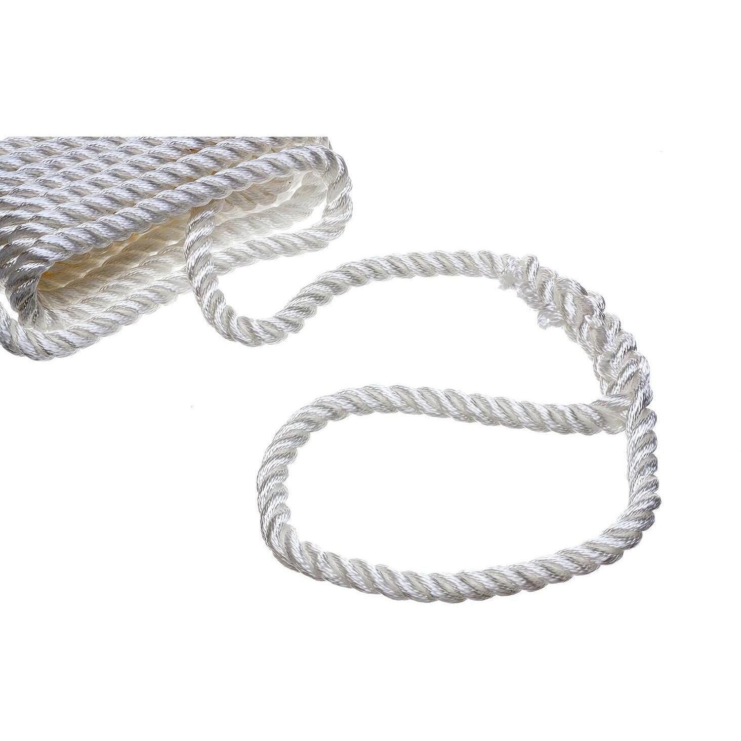 Seachoice 42601 3-Strand Twisted Nylon Dock Line, 5/8" x 25', White