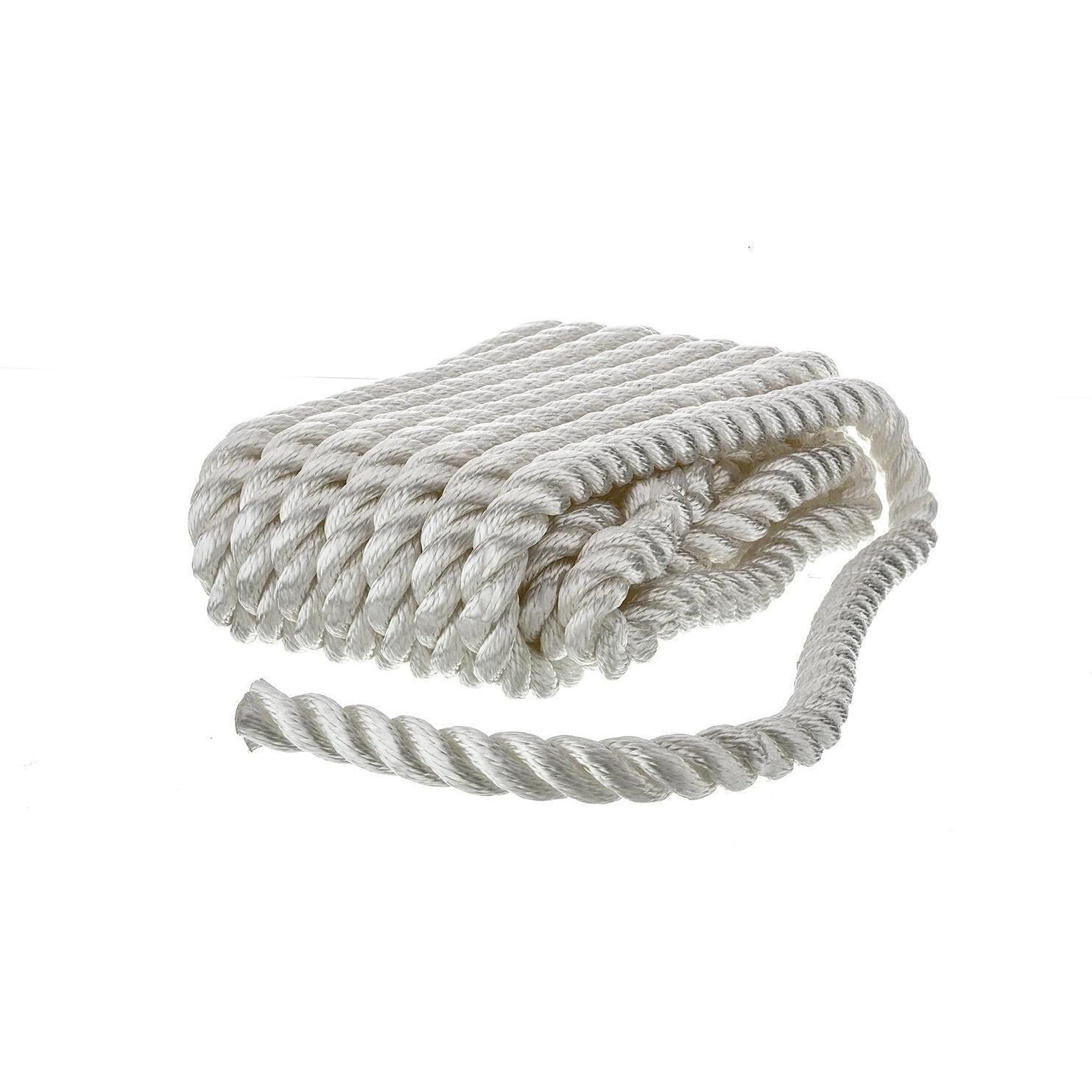 Seachoice 42601 3-Strand Twisted Nylon Dock Line, 5/8" x 25', White