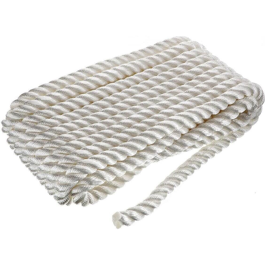 Seachoice 42641 3-Strand Twisted Nylon Dock Line, White, 3/4" x 35'