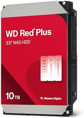 Western Digital 4TB WD Red Plus NAS Internal Hard Drive HDD - 5400 RPM, SATA 6 Gb/s, CMR, 128 MB Cache, 3.5" -WD40EFZX