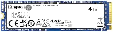 Kingston NV3 500GB M.2 2280 NVMe SSD | PCIe 4.0 Gen 4x4 | Up to 5000 MB/s | SNV3S/500G
