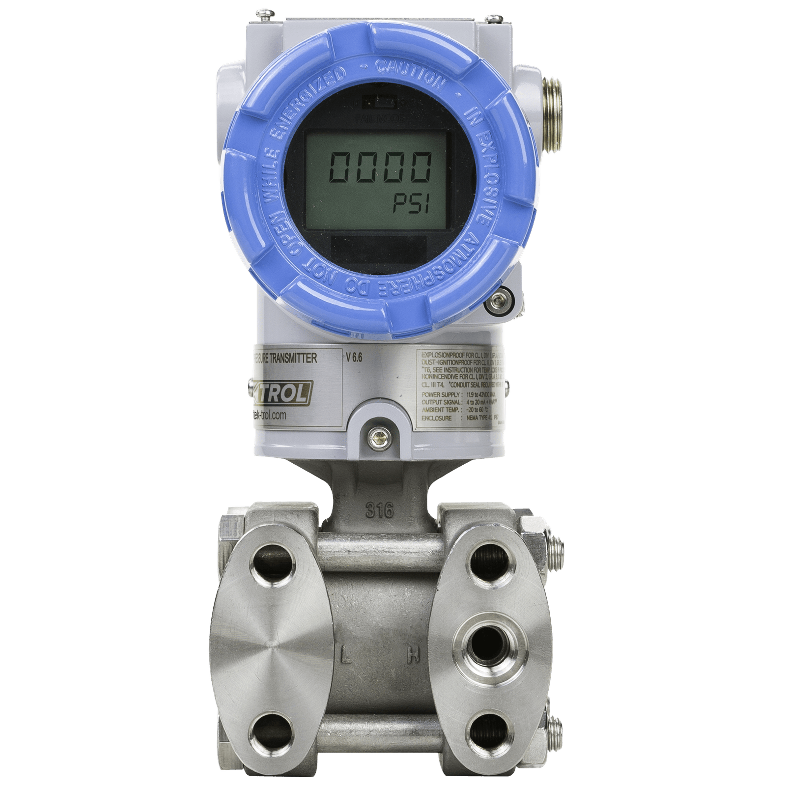 TEK-TROL - Tek-Bar 3110A-D-2-FM-1-SS-1-LCD - Differential Pressure Transmitter