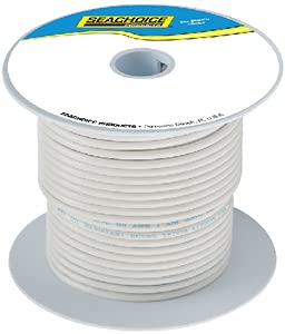 Seachoice 50-63146 Tinned Copper Marine Wire, 18 AWG, White, 100'