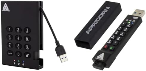 Apricorn 2TB Aegis Padlock USB 3.0 256-Bit AES XTS Hardware Encrypted & Aegis Secure Key 3 NX 64GB 256-bit Encrypted FIPS 140-2 Level 3 Validated Secure USB 3.0 Flash Drive, ASK3-NX-64GB, Black