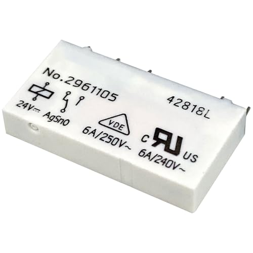 15-Pack NO.2961105 5-Pin Relay - 24VDC 6A SPDT Miniature Power Relay - DIN Rail Compatible for Industrial Panels & Phoenix Contact-Compatible Systems|B0D93SJJND