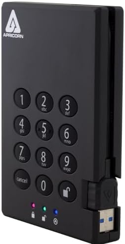 Apricorn 500GB Aegis Padlock USB 3.0 256-bit AES XTS Hardware Encrypted Portable External Hard Drive (A25-3PL256-500