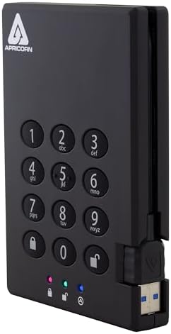 Apricorn 500GB Aegis Padlock USB 3.0 256-bit AES XTS Hardware Encrypted Portable External Hard Drive (A25-3PL256-500