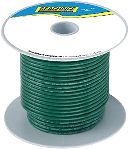 Seachoice 50-63056 Tinned Copper Marine Wire, 8 AWG, Green, 100'