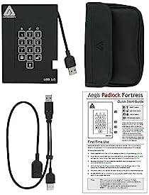 Aegis Fortress 2TB USB 3.0 External Hard Drive, Black