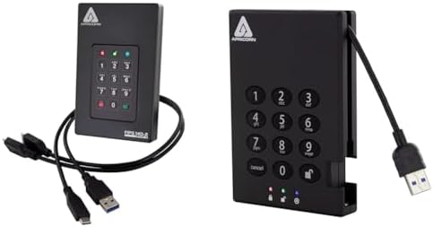 Apricorn 4TB Aegis Fortress L3 FIPS Level 3 USB 3.0 Hardware Encrypted Portable Drive Bundle with 2TB Aegis Padlock USB 3.0 256-Bit AES XTS Hardware Encrypted Portable External Hard Drive