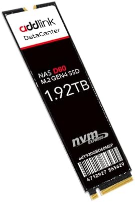D60 1920GB M.2 2280 High Endurance Enterprise NAS Internal SSD for Business Server Data Center, PCIe Gen4X4 NVMe 1.4 3D eTLC, Up to 6,000 MB/s, Durability of up to 3,800 TBW (ad1920GBD60M2P