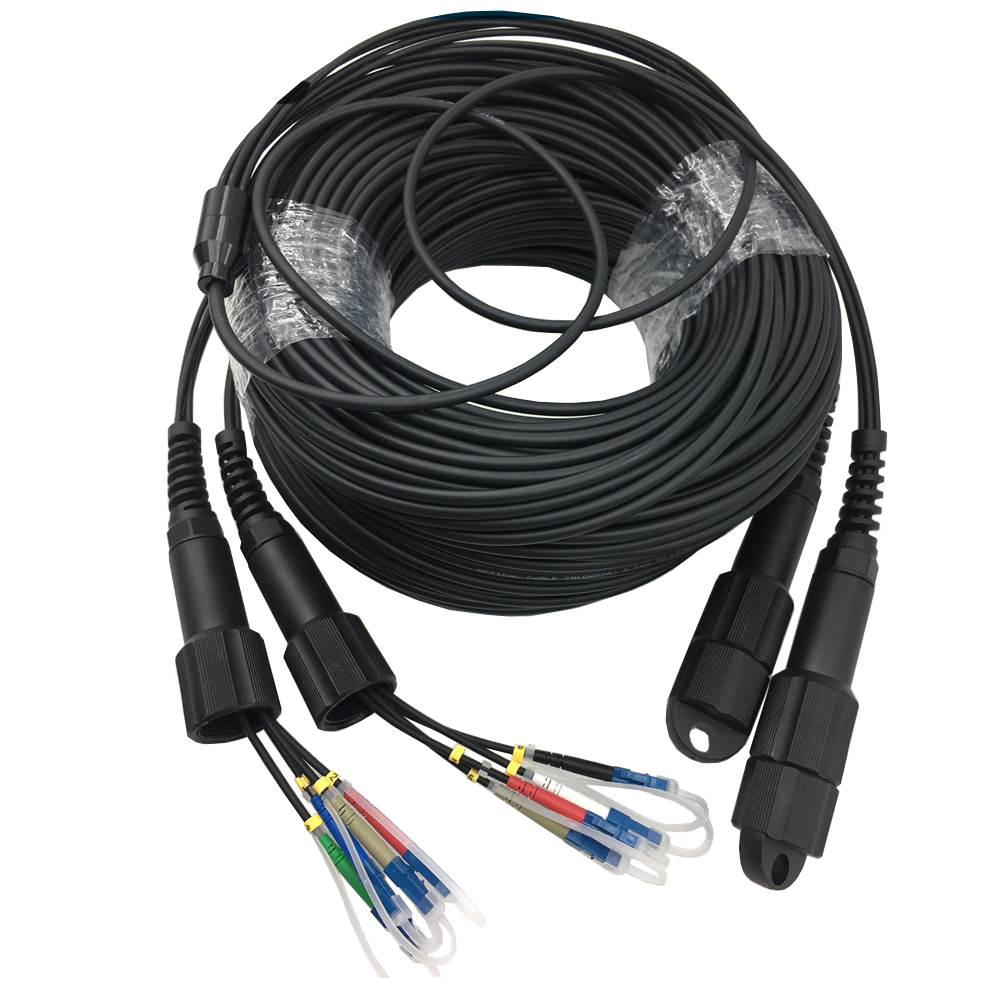 8-core 100¡ìT G657A1 Singlemode LC UPC to PDLC UPC Outdoor DVI Waterproof Armored Fiber Optic Patch Cord