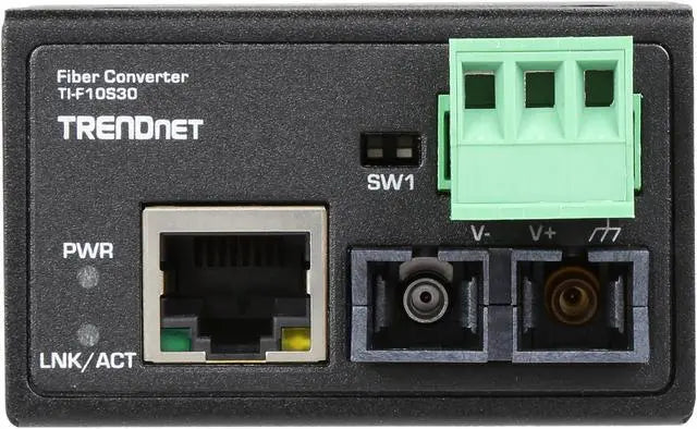 TRENDnet Hardened Industrial 100Base-FX Single-Mode SC Fiber Converter, (30 km, 18.6 Miles, IP40 Rated Housing, TI-F10S30