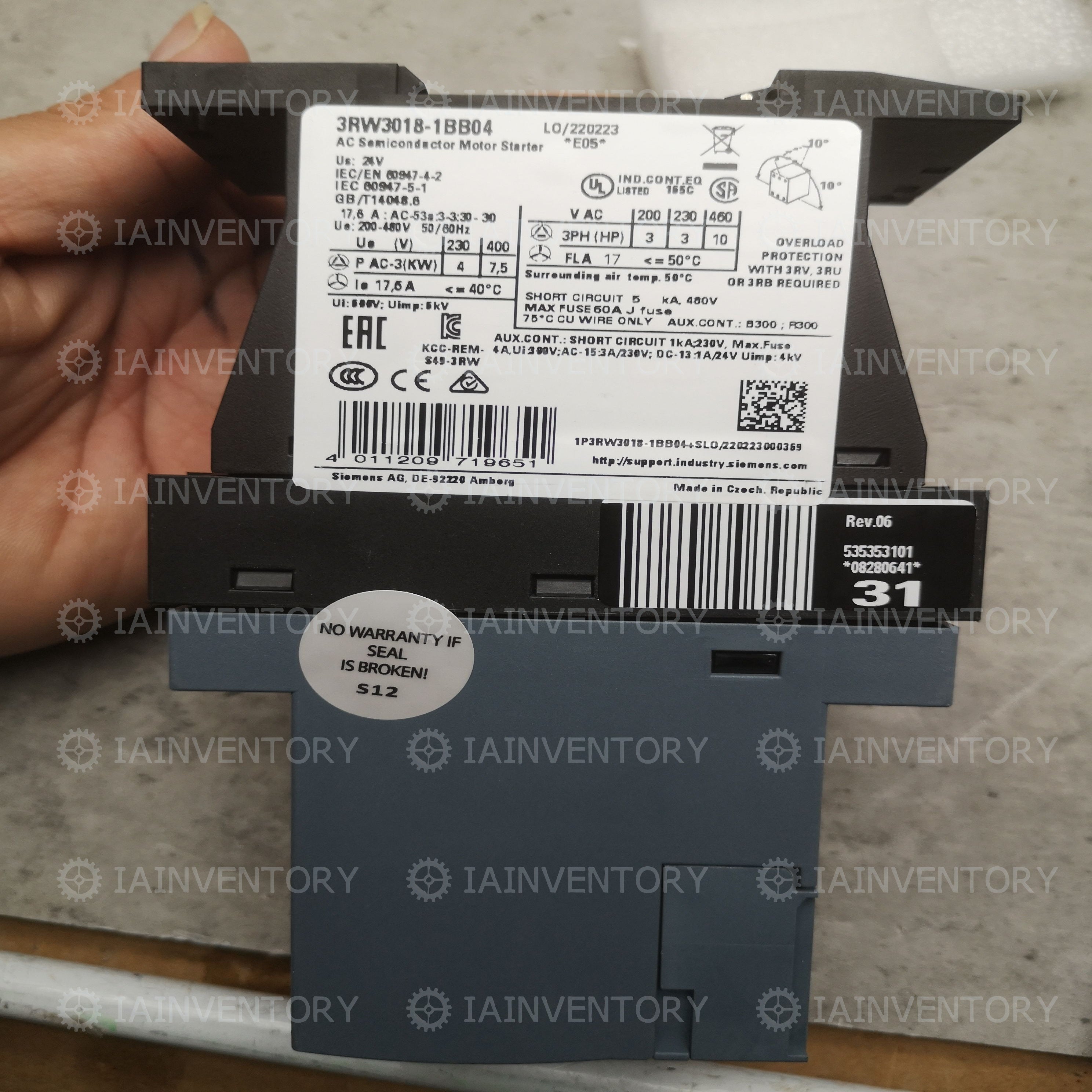 Siemens 3RW3018-1BB04 Soft Starter 3RW3 018-1BB04