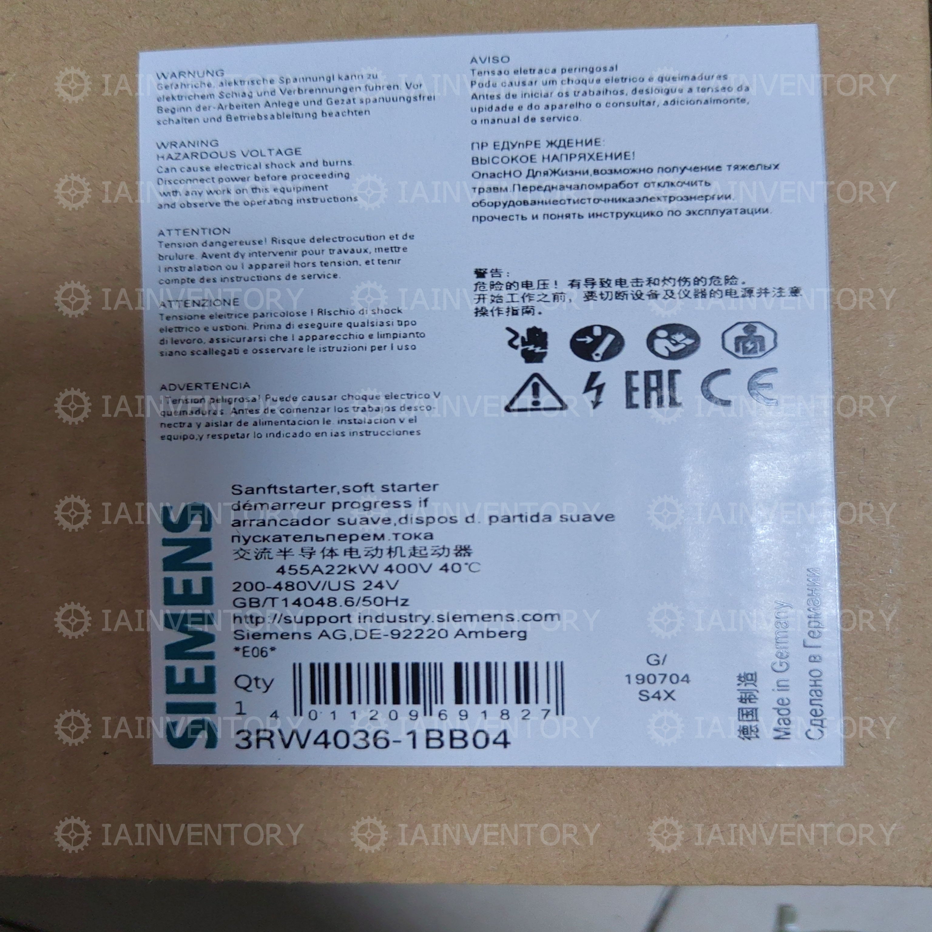 Siemens standard application 3RW4036-1BB04 soft starter?
