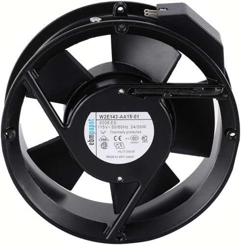 for Ebm-Papst W2E143-AA15-01 Cooling Fan, 17cm 172×51mm AC AXIAL Fan, 115V 24/26W, 3Uf, 2-pin Connector All Metal Fan W2E143-AA15-01