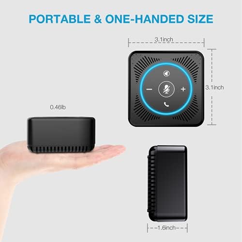 EMEET Conference Speakerphone M0 Plus, 4 AI Mics 360° Voice Pickup, Noise Reduction, USB C Speaker, Bluetooth Conference Speaker for 8 People w/Daisy Chain for 16 Compatible with Leading Software