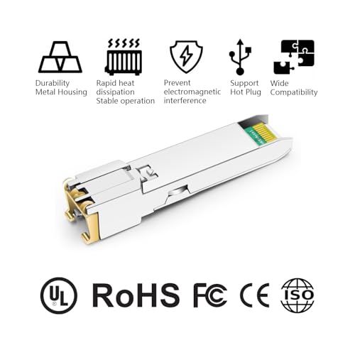 1000BASE-SX SFP Optical Transceiver Module Compatible with HPE Aruba J4858D J4858DCM JL745A Q8N53A ProCurve J4858C J4858B J4858A 850nm 550m DDM Duplex LC MMF 10pcs/Pack