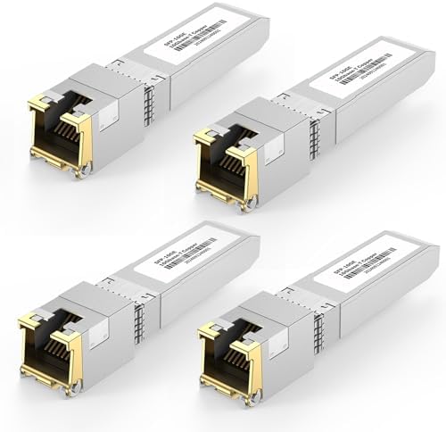 [4 Pack] 10Gb SFP+ to RJ-45 Module Transceiver 98Ft (30m, SFP+ Copper Ethernet for CAT6a /7 Transceivers Compatible with 5Gb/ 2.5Gb/ 1Gb, NOT Compatible with Brand Dell, Aruba, HP, H3C
