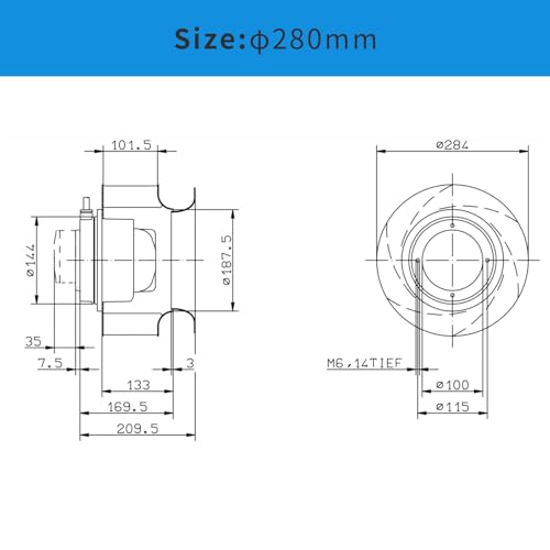 RH28M-2DK.3F.1R Ziehl-abegg Fan 400/460V 0.53/0.86KW 0.95/1.25A Centrifugal Fan for Inverter