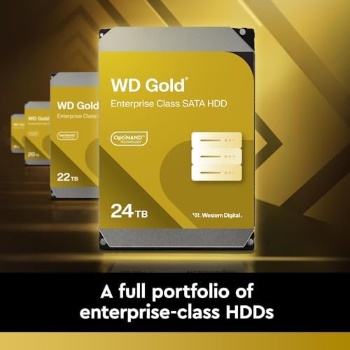 Western Digital 24TB WD Gold Enterprise Class SATA Internal Hard Drive HDD - 7200 RPM, SATA 6 Gb/s, 512 MB Cache, 3.5" - WD242KRYZ