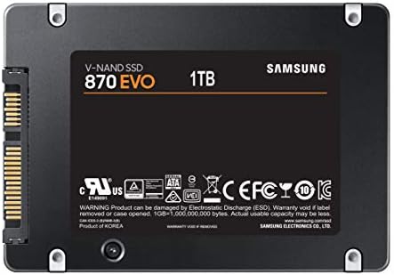 Samsung 870 EVO SATA III SSD 1TB 2.5” Internal Solid State Drive, Upgrade PC or Laptop Memory and Storage for IT Pros, Creators, Everyday Users, MZ-77E1T0B/AM