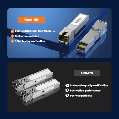 [4 Pack] 10Gb SFP+ to RJ-45 Module Transceiver 98Ft (30m, SFP+ Copper Ethernet for CAT6a /7 Transceivers Compatible with 5Gb/ 2.5Gb/ 1Gb, NOT Compatible with Brand Dell, Aruba, HP, H3C