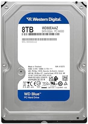 Western Digital 10TB WD Blue Internal Hard Drive HDD - 7200 RPM, SATA 6 Gb/s, 512 MB Cache, 3.5" - WD100EAGZ